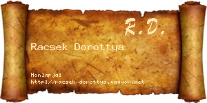 Racsek Dorottya névjegykártya